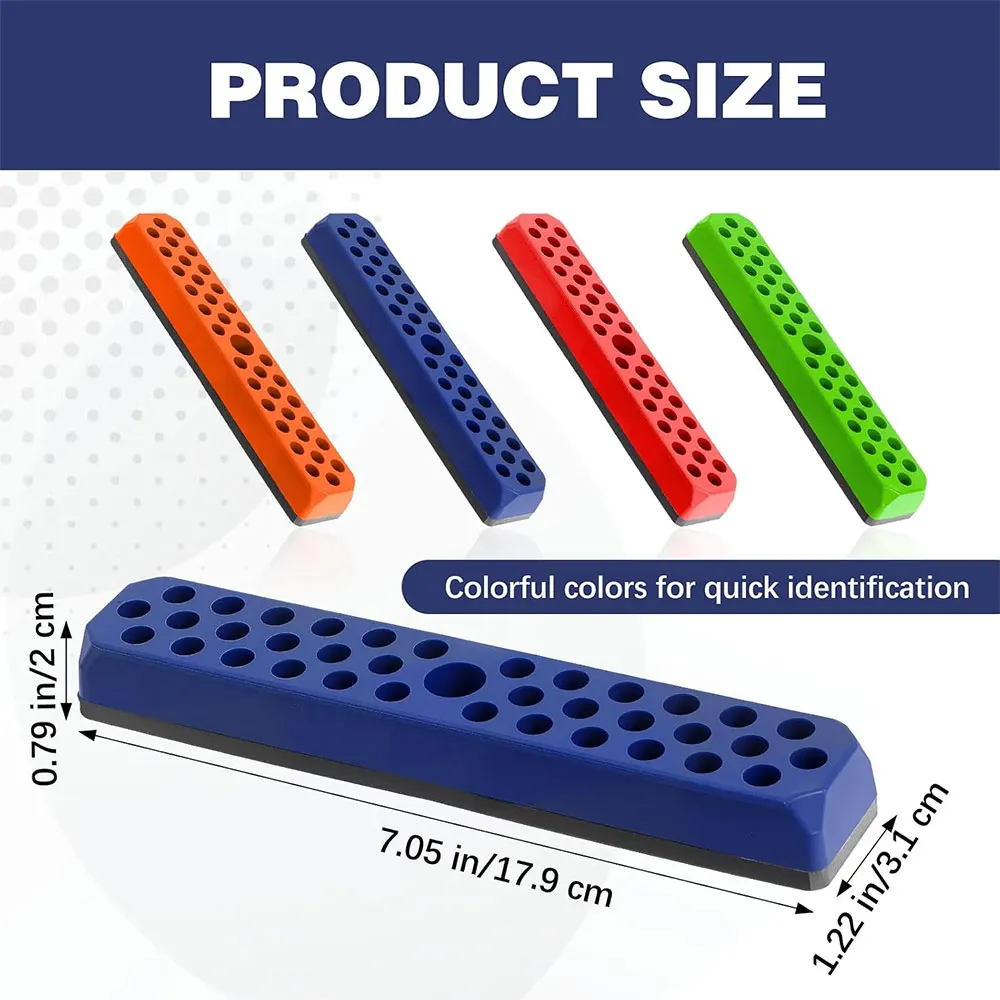 4-Pack 1/4-Inch Magnetic Hex Bit Holder Set, 148-Slot Screwdriver Bit Organizer with Strong Magnetic Base, Red Blue Green Orange