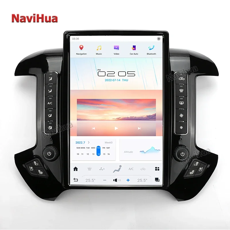 

Navihua 14,4 дюймовый сенсорный экран автомобильный dvd-плеер на основе Android радио GPS Навигация стерео для Chevrolet Silverado GMC Sierra 2014-2018