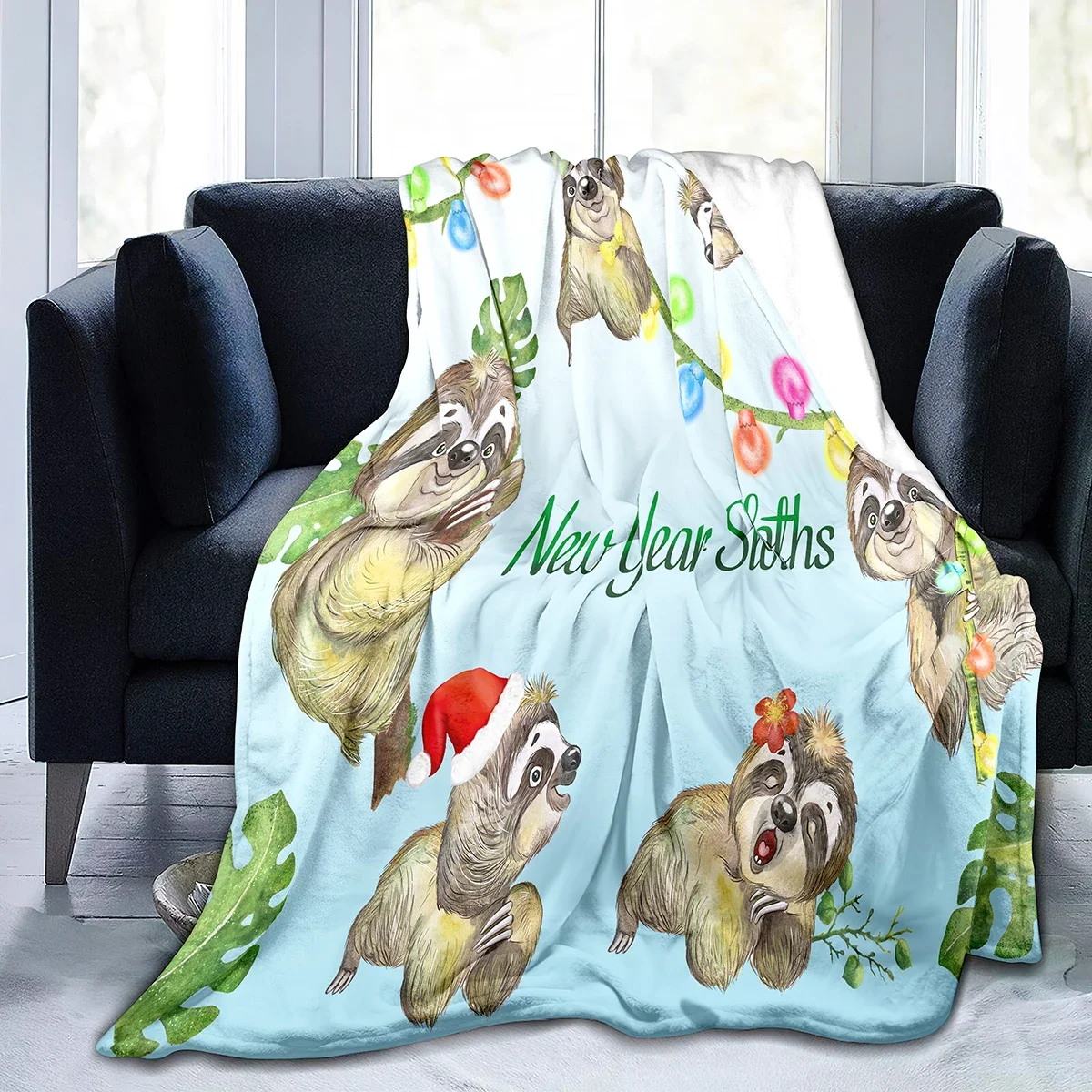

Super Soft Sloth Flannel Throw Blanket for Kids and Teens, Animal Pattern