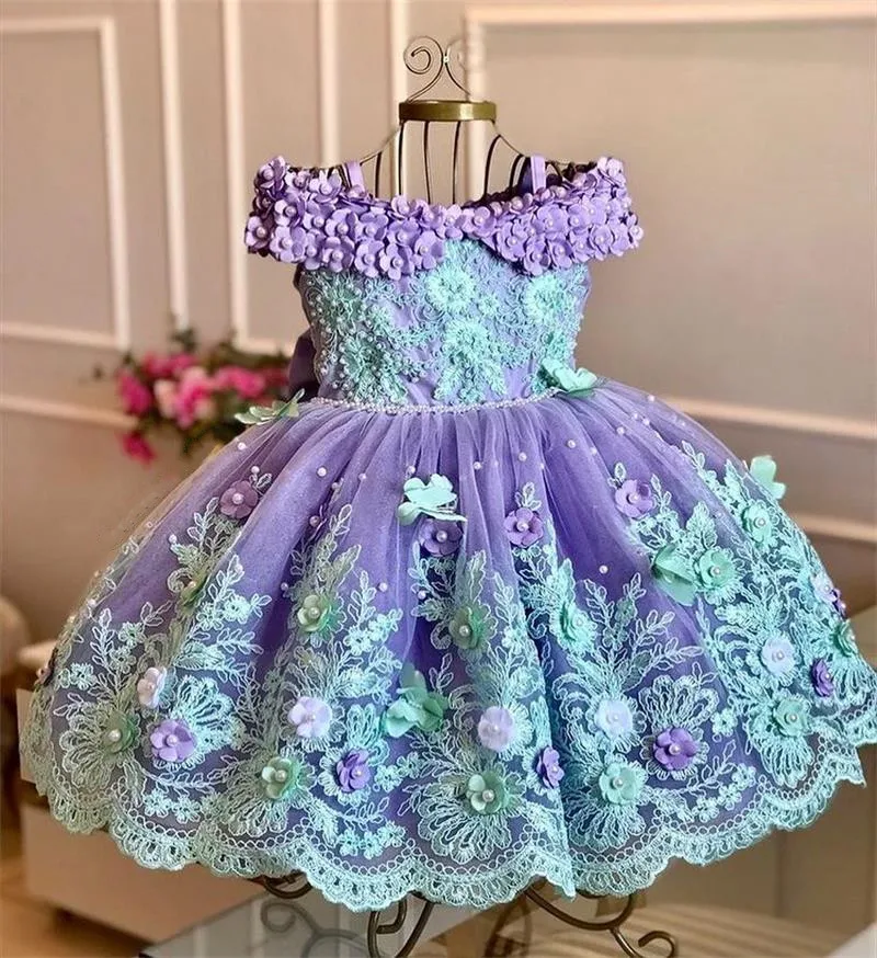 

New Puffy Baby Girl Dresses For Birthday Party Ball Gowns Lace Tutu Infant Toddler First Birthday Dress Photoshoot