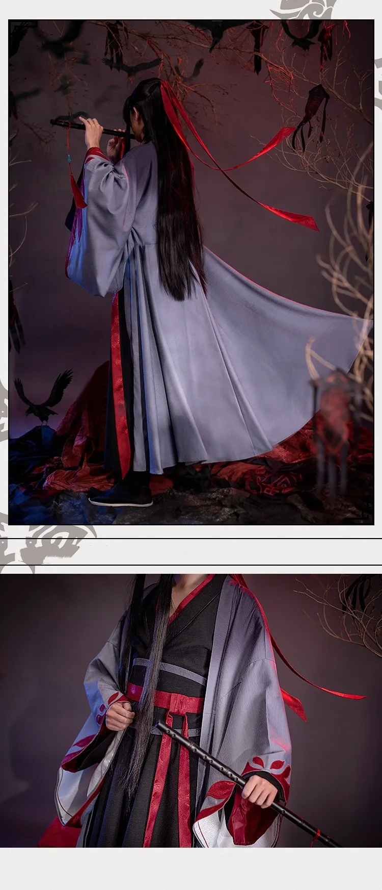 Disfraz de Wei Wuxian, el Patriarca de Yiling, del Gran Maestro de la Cultivación Demoníaca (Mo Dao Zu Shi), 2026, Conjunto de Ropa Tradicional China Antigua Hanfu