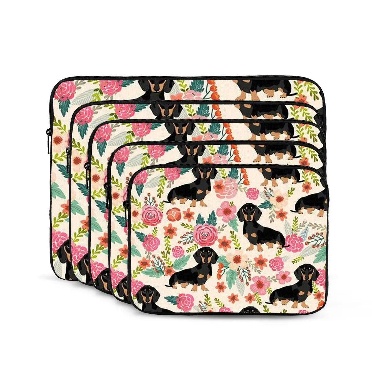 Dachshund Sausage Floral Dog Pattern Notebook Laptop Bag Case Pouch For Macbook Air Pro Tablet Shockproof Case Bag