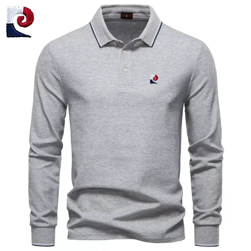 

Spring and Autumn Men's High Quality Long Sleeve Polo Shirt New Fashionable, Casual, Warm, Comfortable, Versatile Top