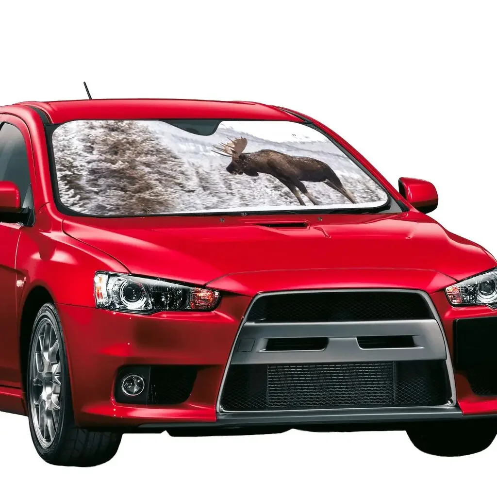 Moose Car Windshield Sun Shade - Blocks UV Rays Sun Visor Protector Sunshade To Keep Vehicle Cool