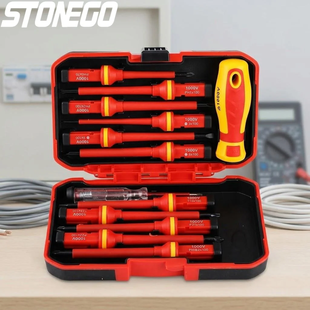 Professional 13Pcs Insulated Screwdriver Set 1000V Magnetic Phillips Slotted Torx Bit Tools for Electricians Repair Work