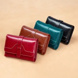 Original Genuine Leather Women's Wallets Small Handbag RFID Card Holder Purses for Women Luxury Clutch Bag Female Short Wallet