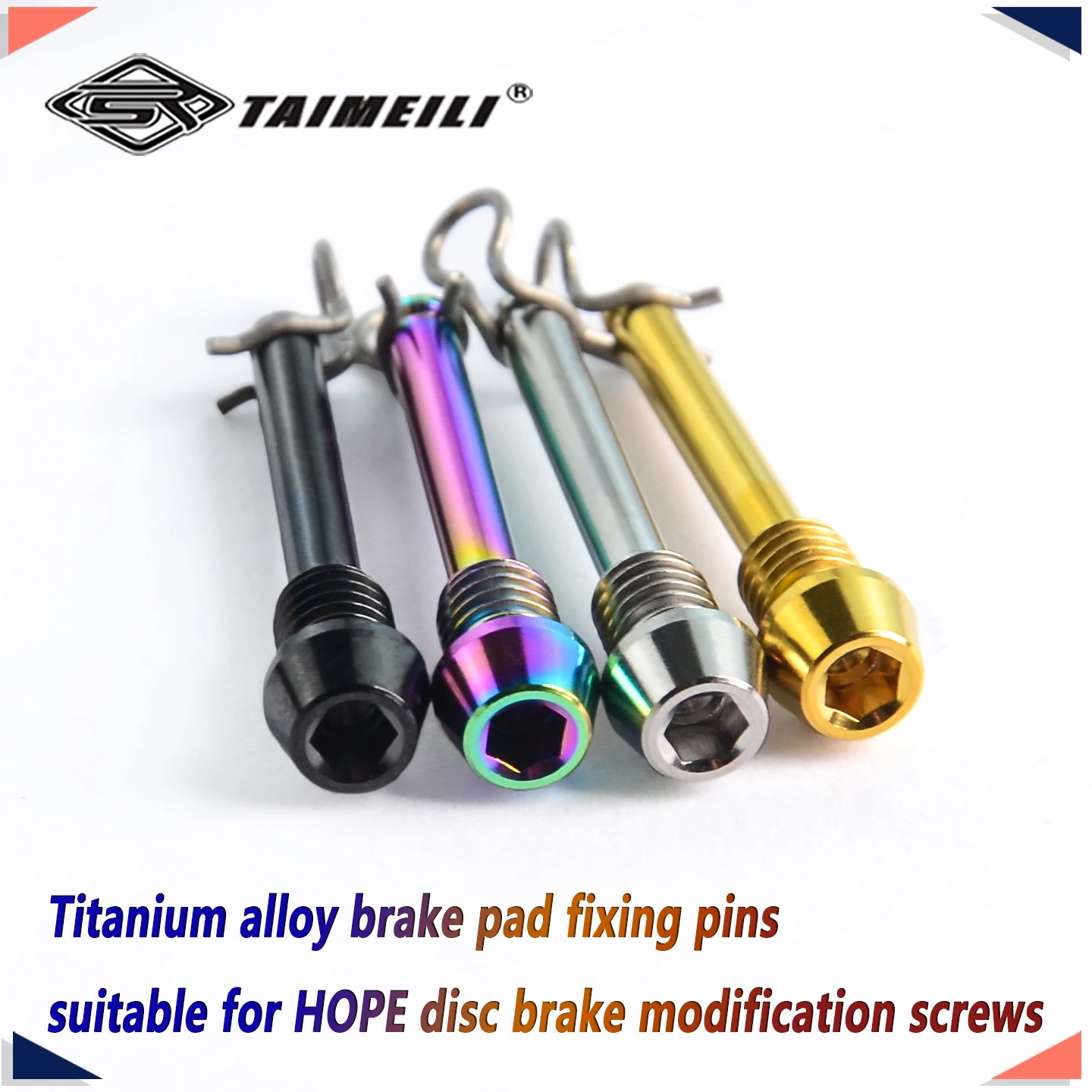 TAIMEILI  titanium alloy brake pad fixing pin 2pcs, suitable for HOPE disc brake modification screw,Rust proof ultra light