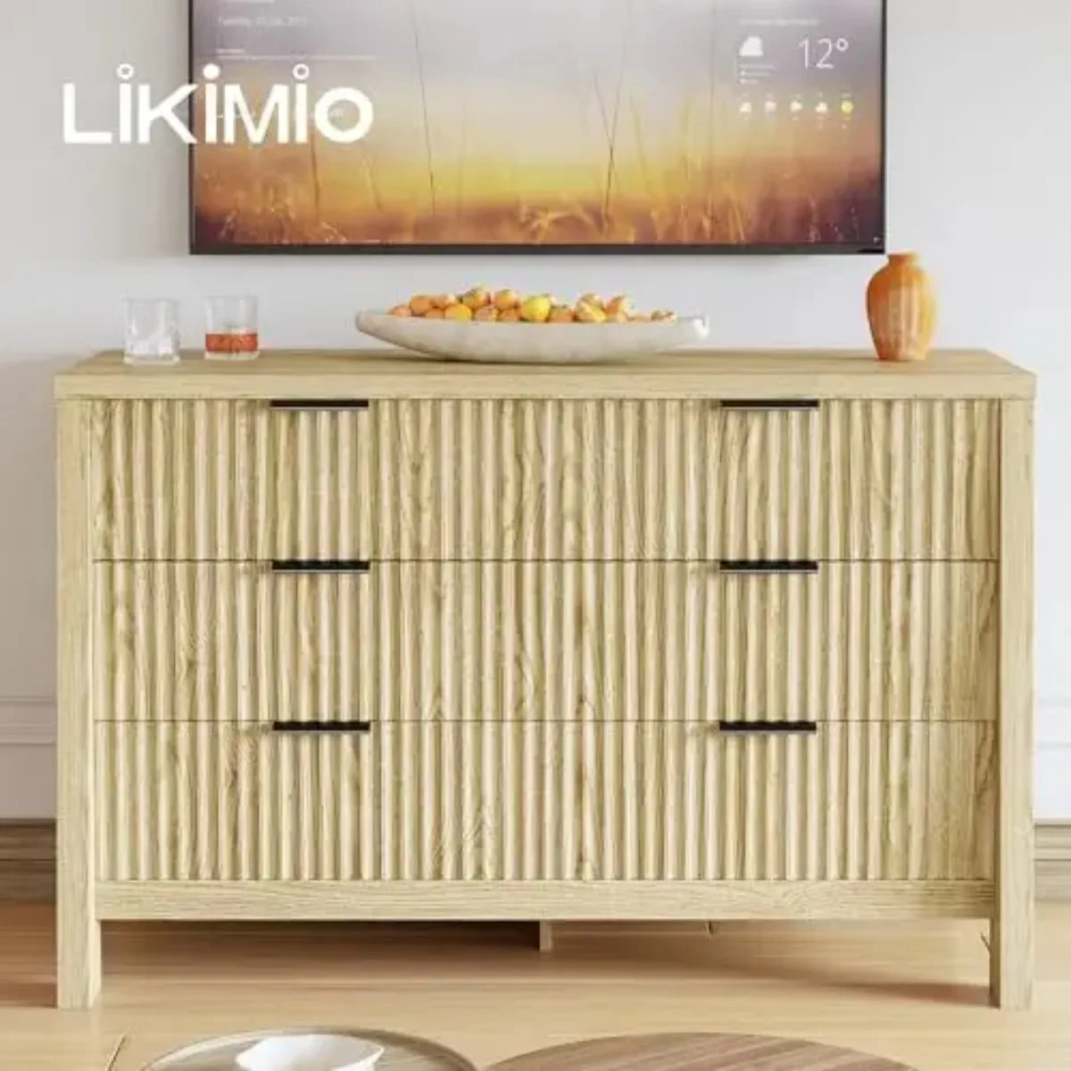 Fluted 6 Drawers Dresser for Bedroom, 47" Wide Modern Chest of Drawers with Metal Handle, Wooden Dresser Storage - view 6