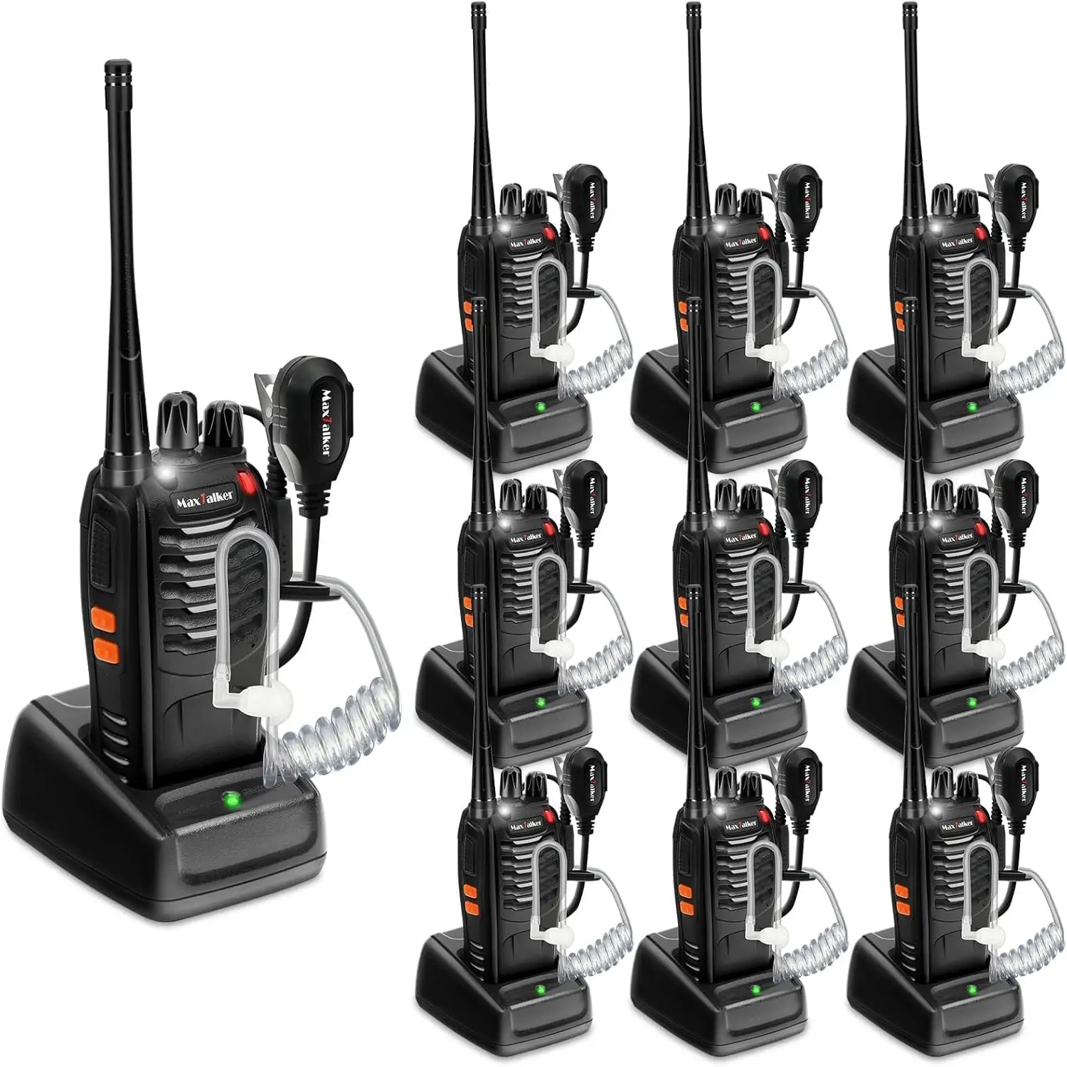 

10 Pack Rechargeable Two Way Radios Long Range for Adults 16 Channels VOX