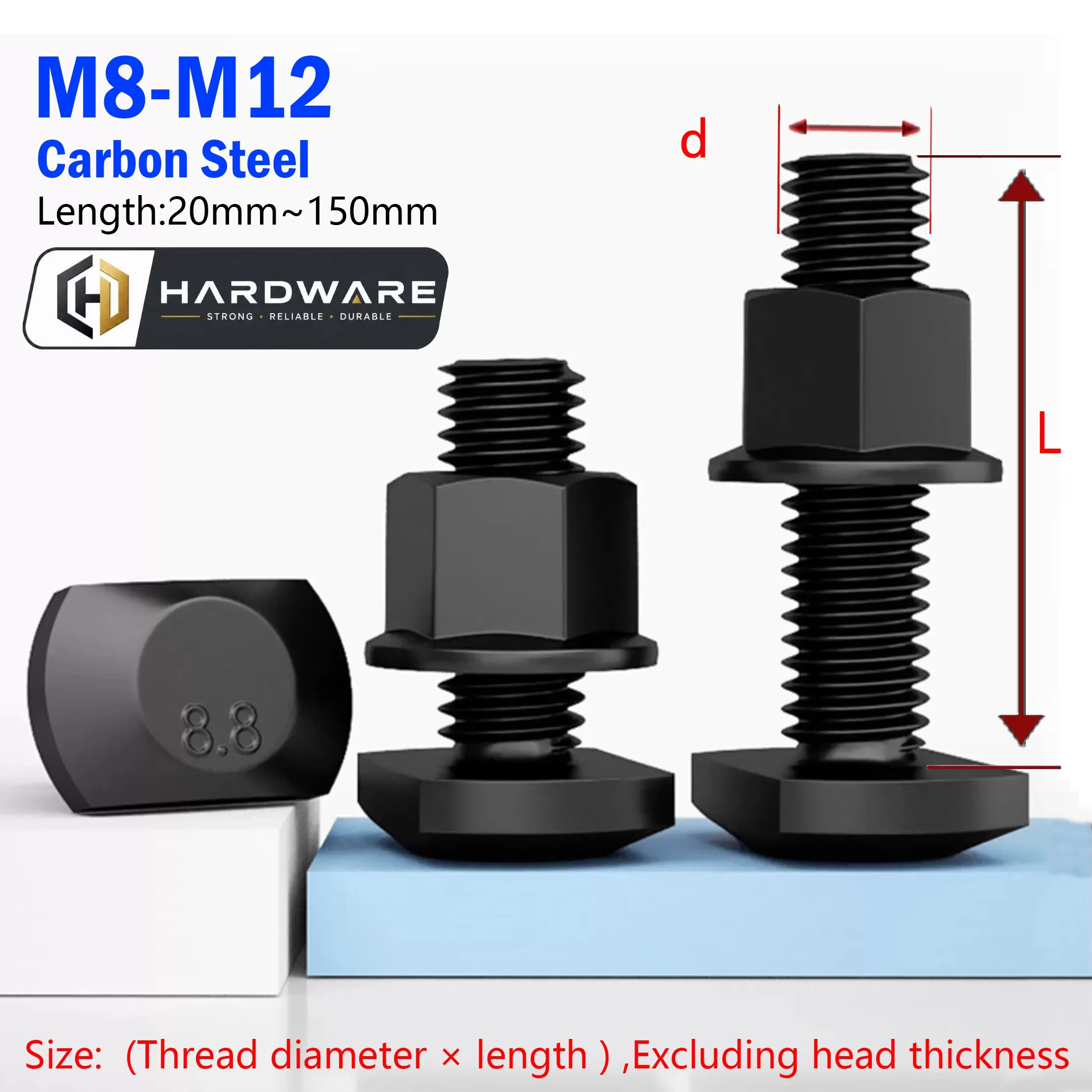 Grade 8.8 Carbon Steel M8 M10 M12 Bolts For T-slot Nut Gb37 T Shape T Hammer Bolt Rectangle Machine Screws Chute T-bolt