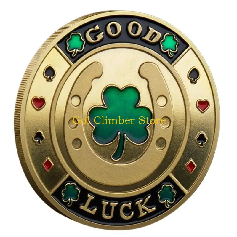 Q84C Poker Card Protectors Coins Collectibles Metal Poker Chip Coins Souvenir Chip Casino Dealer Coins Poker Game Accessories
