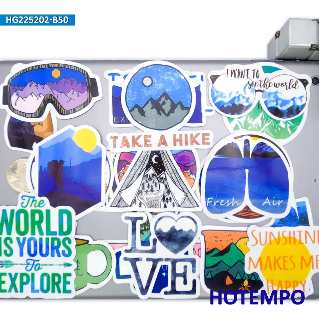 Weltreise-Aufkleber-Set, Klettern, Camping, Wandern, Outdoor-Abenteuer, für Laptop, Auto, Telefon, Motorrad, lustiges Aufkleberpaket, 50 Stück – Detail 28
