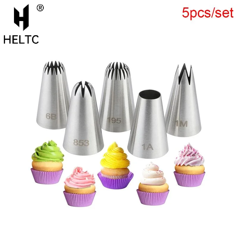 5Pcs Stainless Steel Piping Nozzle Cream Cake Cupcake Drop Flower Rose Pastry Nozzles Baking Tools #1M 6B 195 1A 853