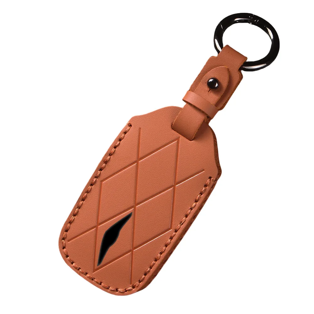 Genuine Leather Car Key Case Cover Shell Protector Fob Holder for Genesis GV60 GV90 Keychain Accessories