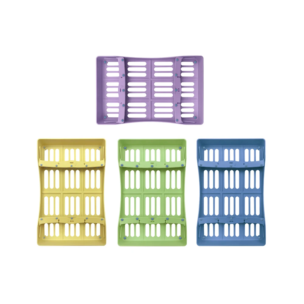 Custodia per posizionamento rack per strumenti dentali a 10 fori per spatole in resina composita Scatola di sterilizzazione per autoclave Supporto per vassoio Strumenti per dentisti