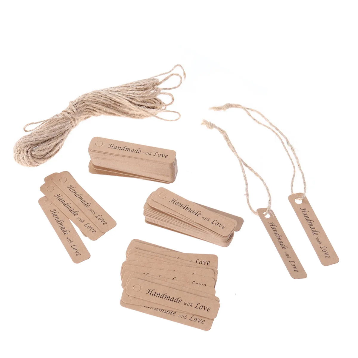 100 قطعة علامات ورق الكرافت دائم مستطيلة هدية تفضل تسميات الزفاف الخبز تغليف المواد الغذائية Hangtags مع سلاسل