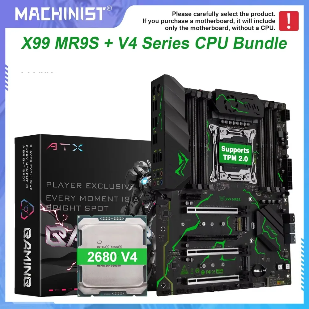 MACHINIST X99 MR9S Motherboard Optional Kit LGA2011-3 Xeon E5 2680 V4 CPU DDR4(MAX 256GB)NVME SATA WIFI M.2 Four-channel tpm2.0