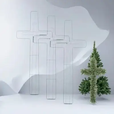 3Pcs Cross Shaped Wreath Frame Iron DIY Craft Base for Christmas Easter Religious Themed Decoration DIY Wreath Form