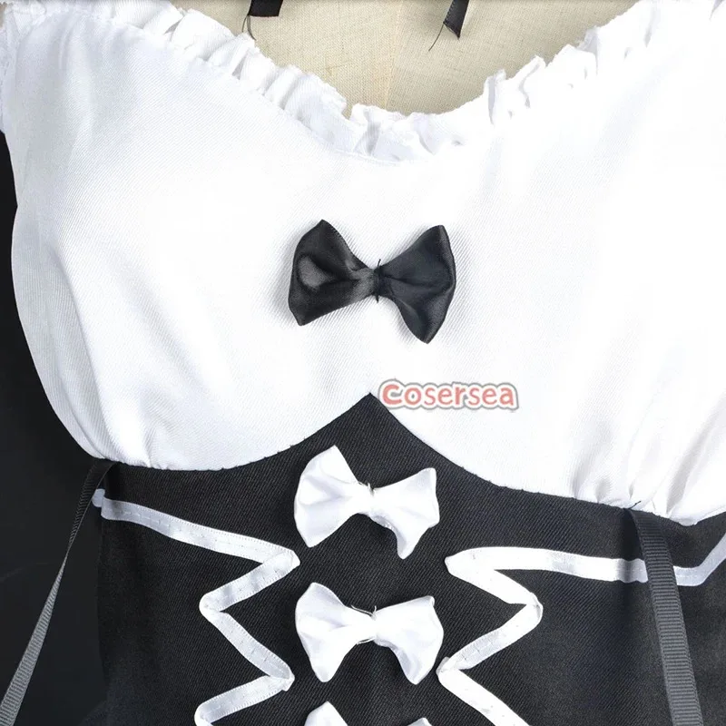 Cosersea Ram Rem Cosplay Costume Re:Zero − Starting Life in Another World Ram Rem Halloween Women Dress Uniform Outfit Fullset