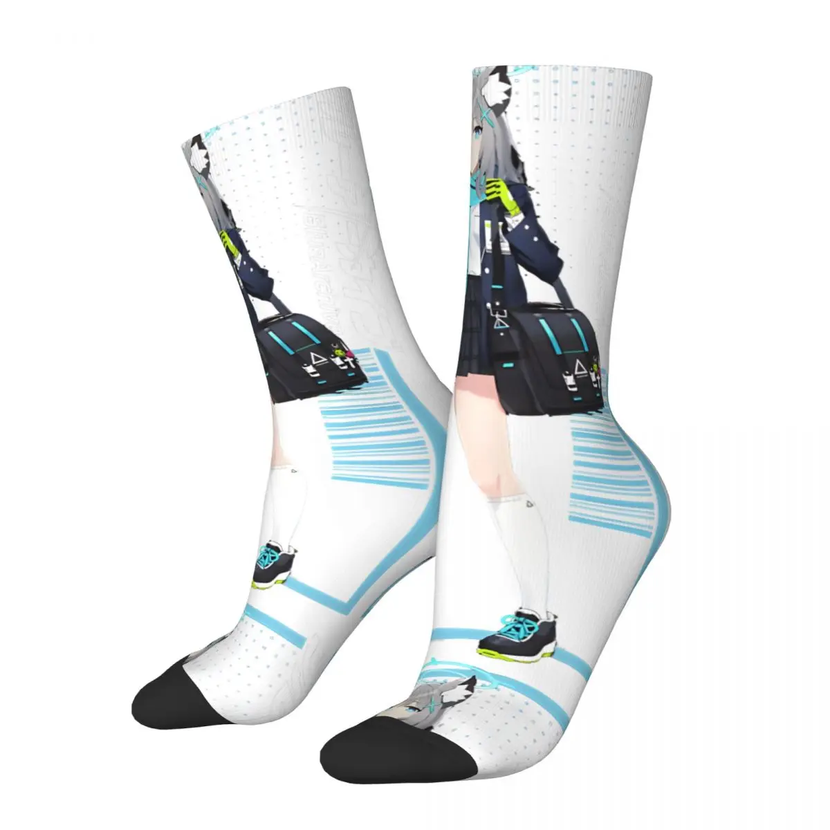 Retro Blue Archive SHIROKO Character Portrait Men's compression Socks Unisex Blue Archive Street Style Pattern Sock