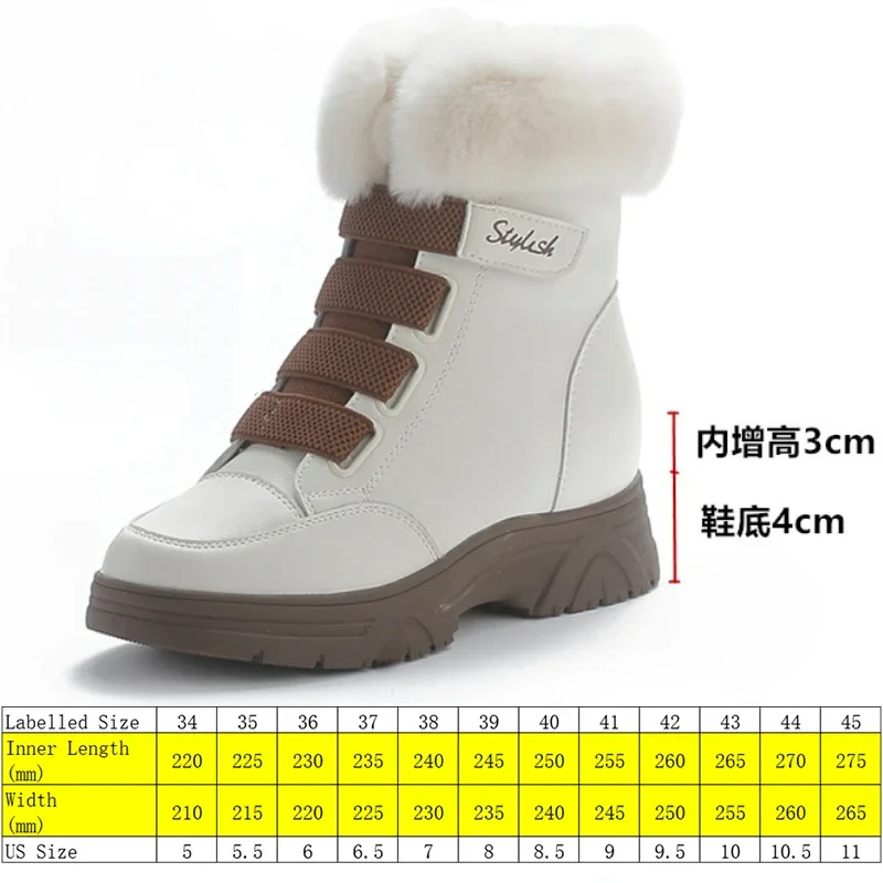 Fujin 7cm Fur Genuine Leather Cushioned Platform Wedge Winter Plush Fur Spring Women Warm Durable Ankle Boots Autumn Hook Shoes