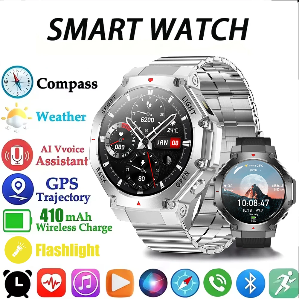 

2025 New Multi functional Smart Watch GPS Sports Trajectory Heart Rate Bluetooth Call Compass Waterproof Fitness Smartwatches