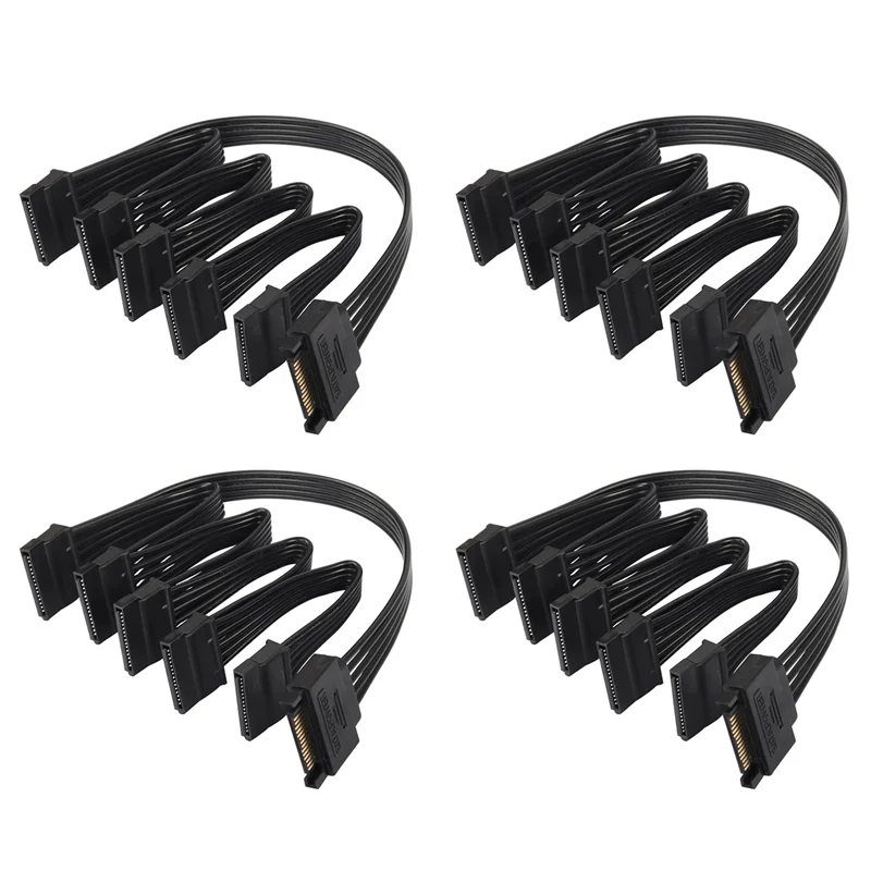

4X 15 Pin Sata Power Splitter 1 To5 Hard Drive HDD SSD Power Supply Cable Cord Extension Cable Hard Disk Expansion Cable