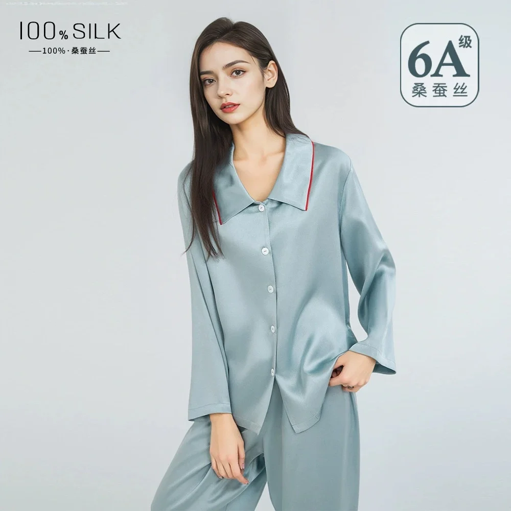2025 Spring/Summer Collection: Women's 16mm Silk Pajamas, 100% Mulberry Silk Lightweight Two-Piece Plus-Size Loungewear Set