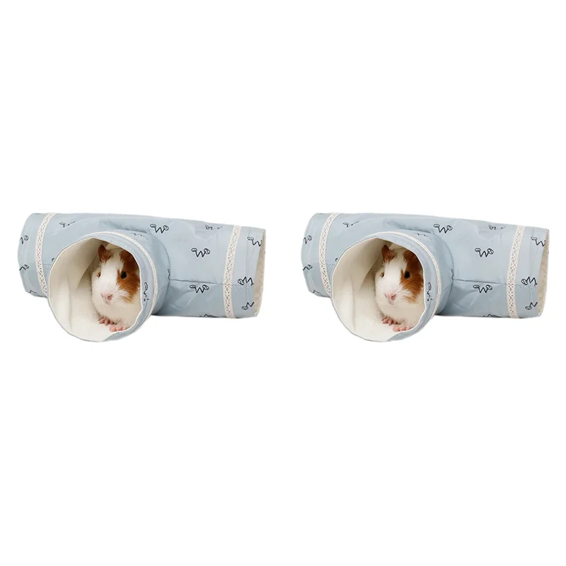 AS94-2X Chinchilla Guinea Pigs Tunnel Tube Hedgehogs Dutch Rats Hamsters Bearded Dragon Small Animal Pet Bed Blue