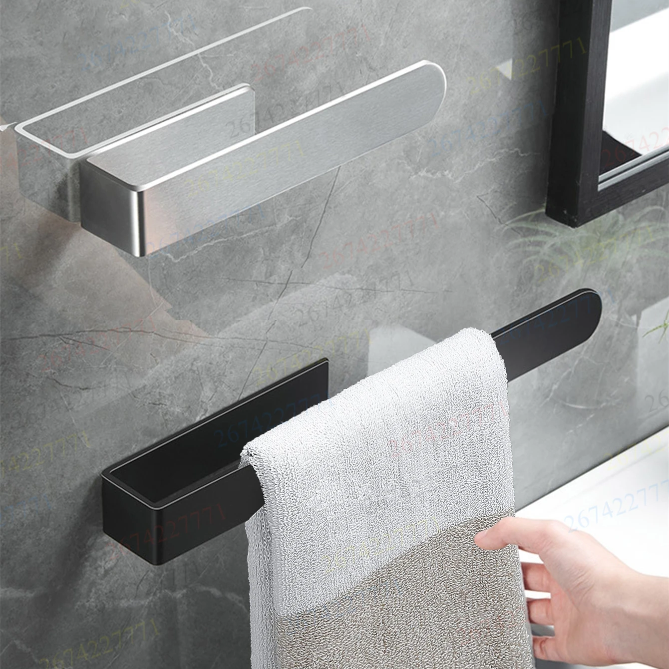 

1PC Self-Adhesive Towels Rack Bathroom Towel Holder Stainless Steel Rack for Towel Hanger Dishcloth Holder Bathroom Accessories