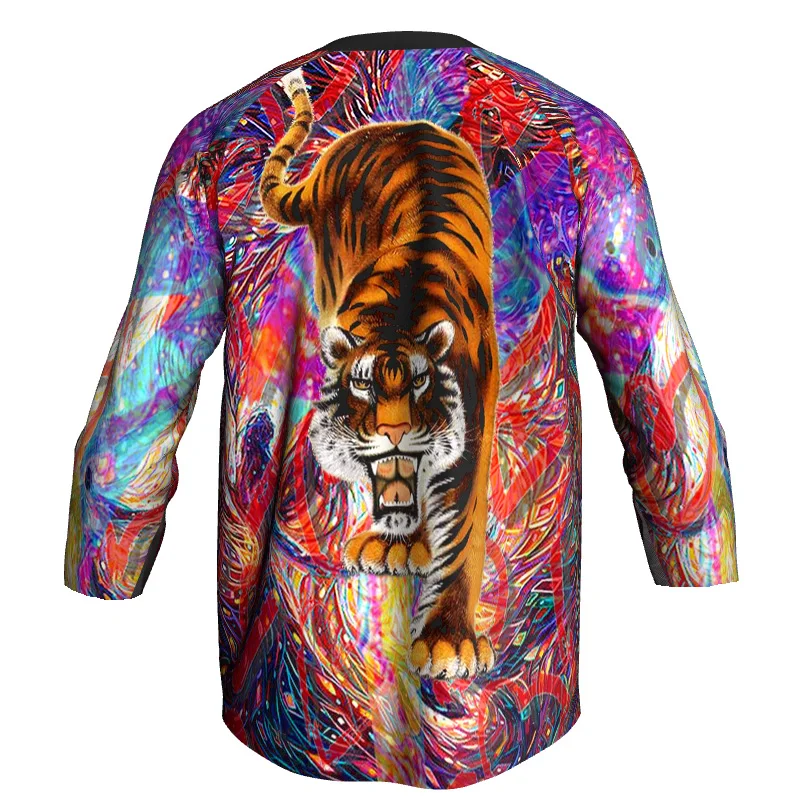 Tiger Mx Outdoor Jersey, 3/4 Sleeves, Motocross Shirt, Downhill Cycling, MTB Wear, Race Mountain Bike Top, Road Animal Clothes