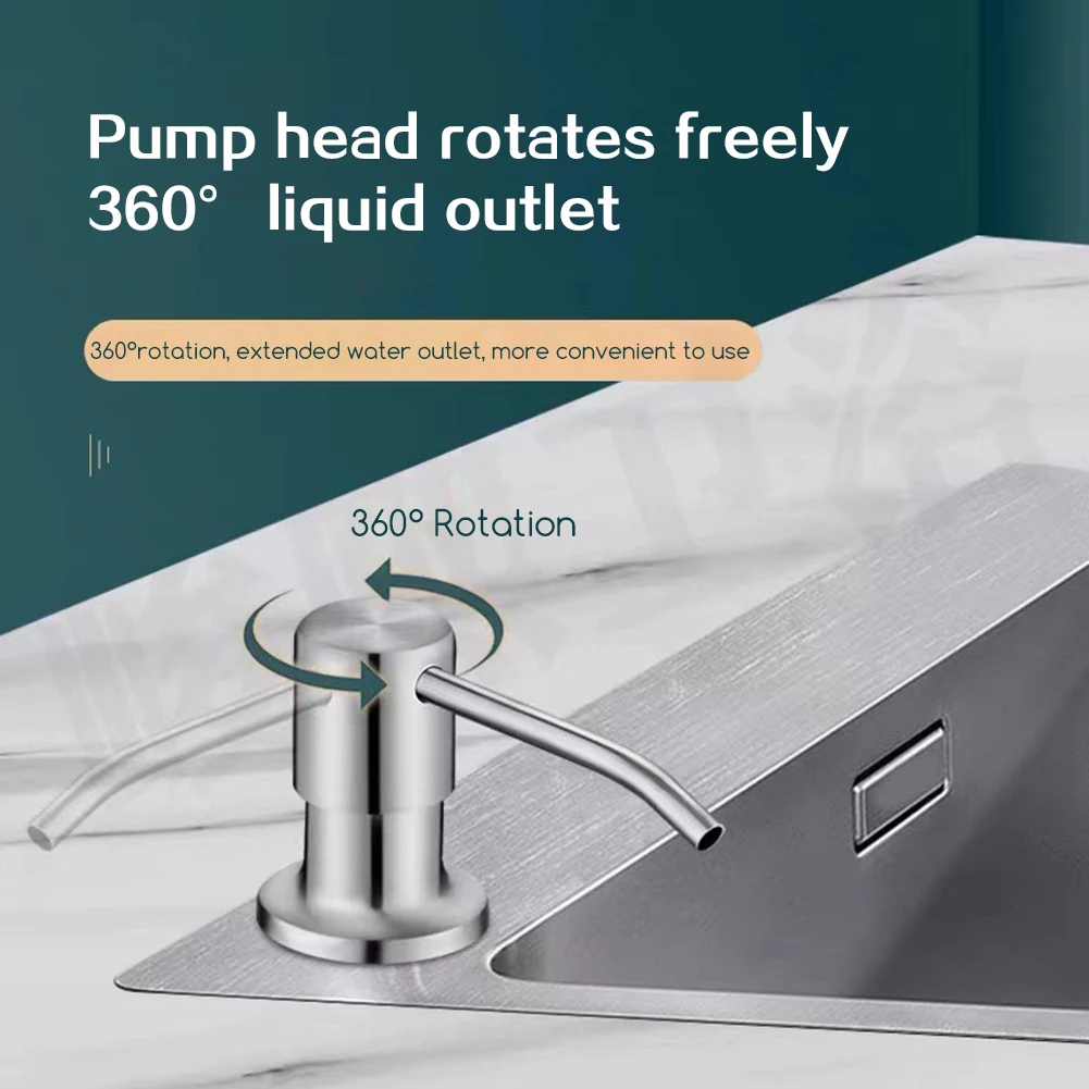 موزع صابون حوض المطبخ من الفولاذ المقاوم للصدأ مع أنبوب تمديد مدمج في موزع الصابون لترقية المطبخ المنزلي