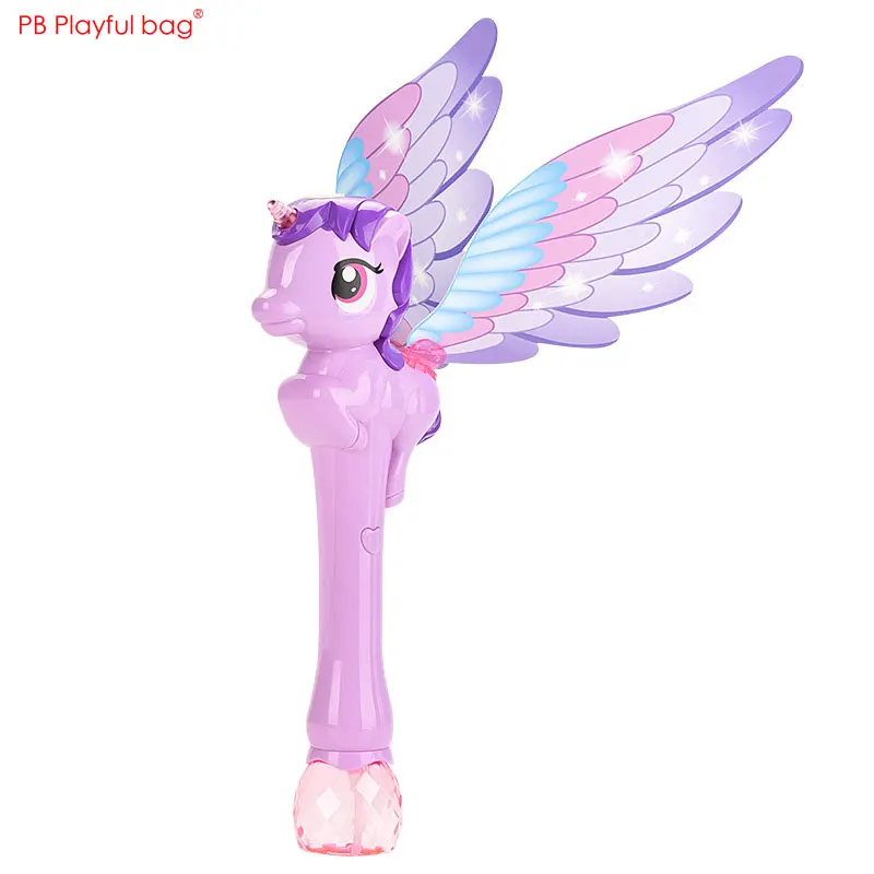 Unicorn Bubble Stick Music Light Girl Toy Magic Stick Large Wings Unicorn Children Brithday Gifts AC158