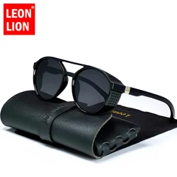 LeonLion-óculos clássicos punk para homens, óculos vintage, UV400, UV400, designer de marca, 2023