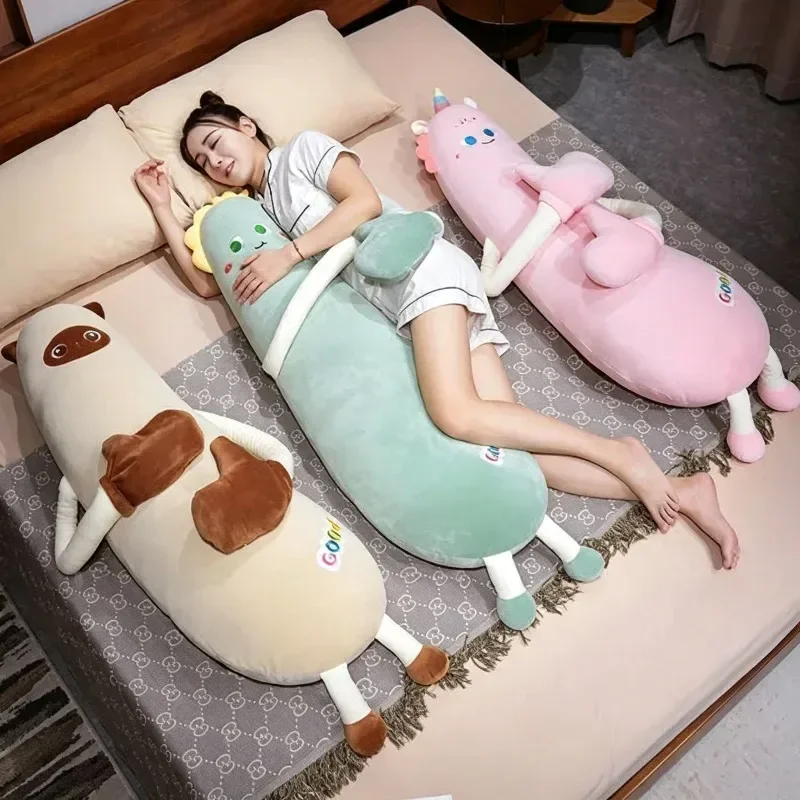 Long Body Heating Plush Pillow Goose Unicorn Dinosaur Soothing Patting Sleep Companion Doll Leg Support Cushion Adult Gift