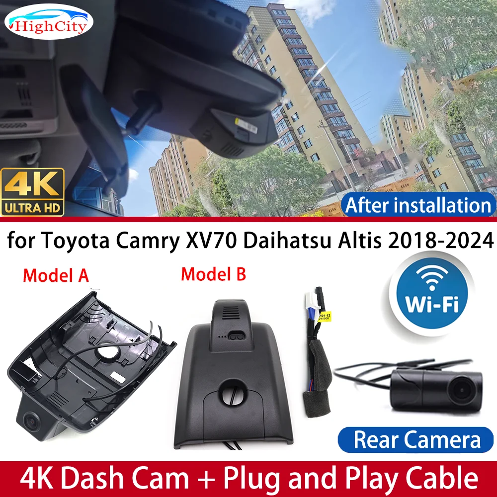 Dash Cam for Toyota Camry XV70 Daihatsu Altis 2018-2024 4K UHD DVR Wifi Camera Video Recorder Driving Recorder Dashboard