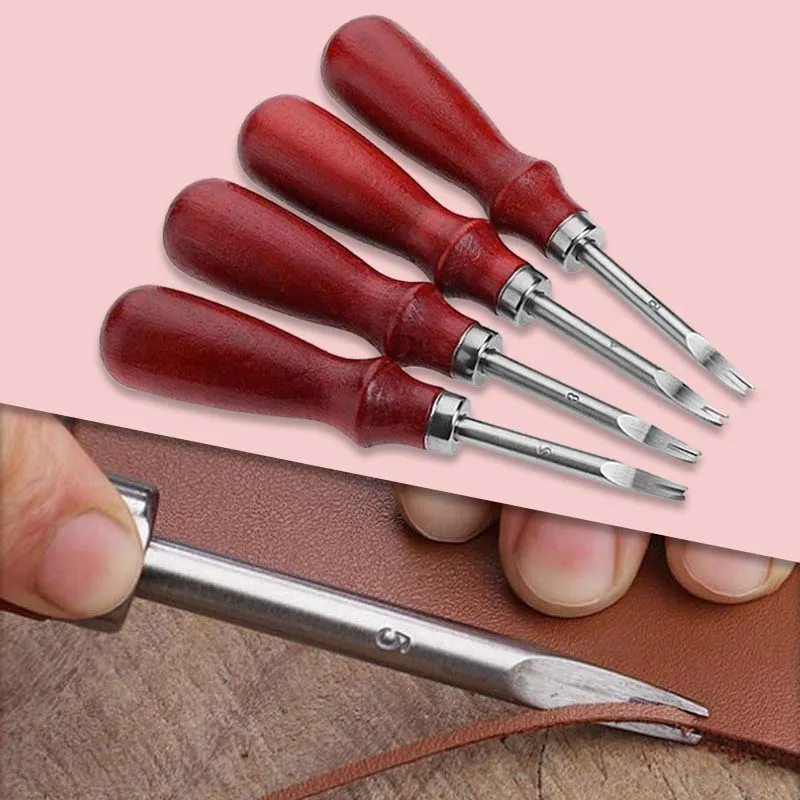 1.0/1.2/1.4/1.6mm Leather Edge Beveler Skiving Beveling Knife Cutting Hand Craft Tool With Wood Handle Diy Leather Working Tools