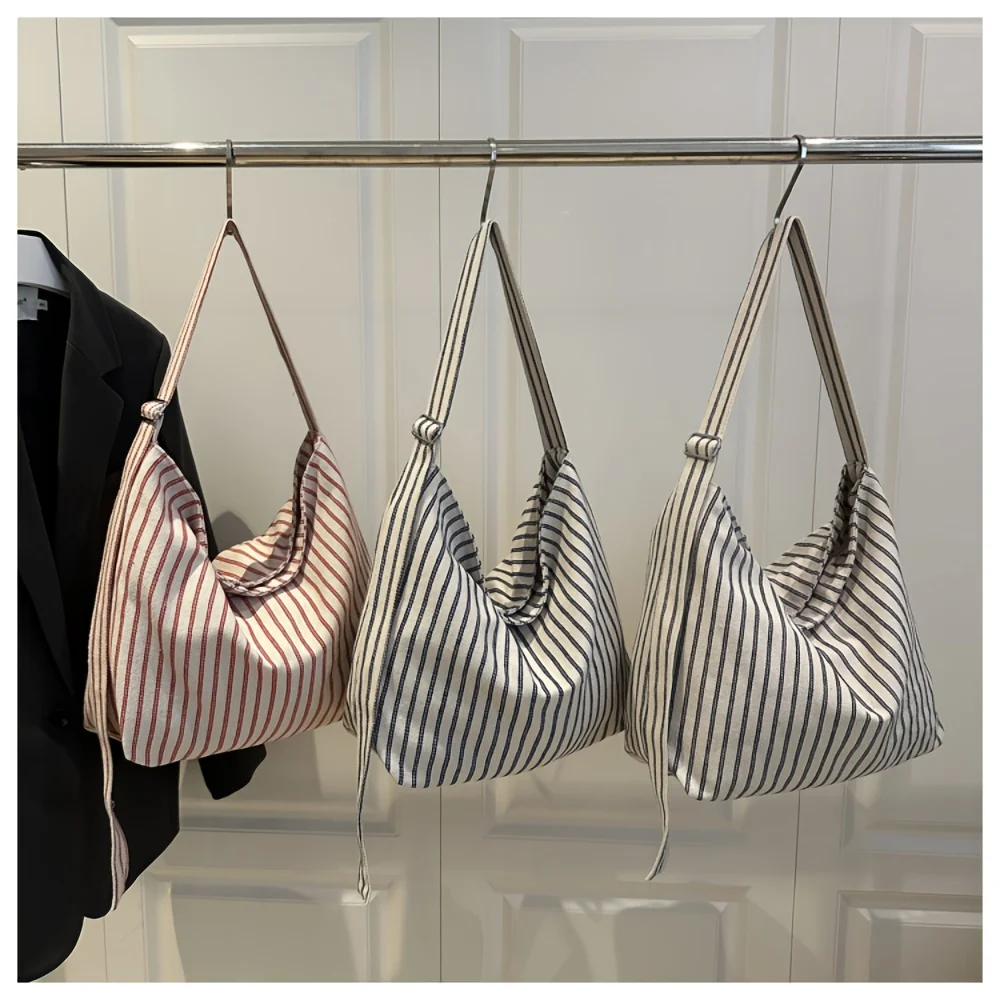 

Niche versatile striped commuter tote fashion lazy shoulder student crossbody out-and-about bag