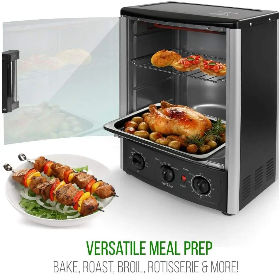 Upgraded Multi-Function Rotisserie Oven - Vertical Countertop Oven with Bake, Turkey Thanksgiving, Broil Roasting Kebab Rack