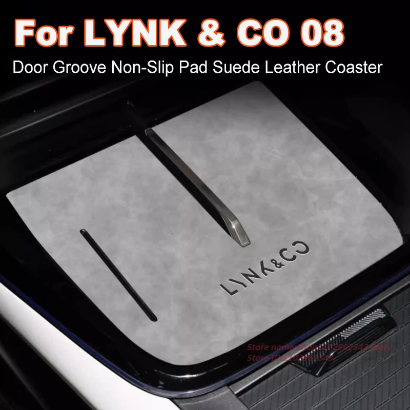 Anti-Slip Gate Slot Cup Mat For LYNK & CO 08 2023 Door Groove Non-Slip Pad Suede Leather Coaster Car Interior Modified Accessory