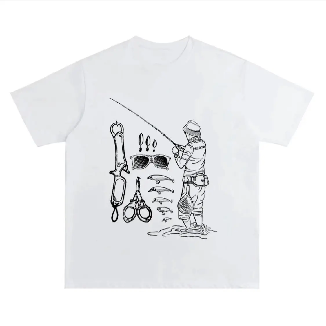 

Трендовая футболка с короткими рукавами для любителей рыбалки, уличная модная свободная повседневная футболка из чистого хлопка с короткими рукавами для мужчин