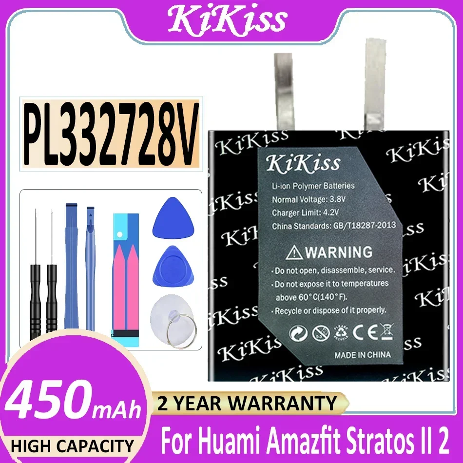 KiKiss Battery PL332728V for Huami AMAZFIT Stratos II 2 Smart Sport Watch /GTS2 Mini/watch 3 A1928  A1602 A1612 GTS A1914 A1913