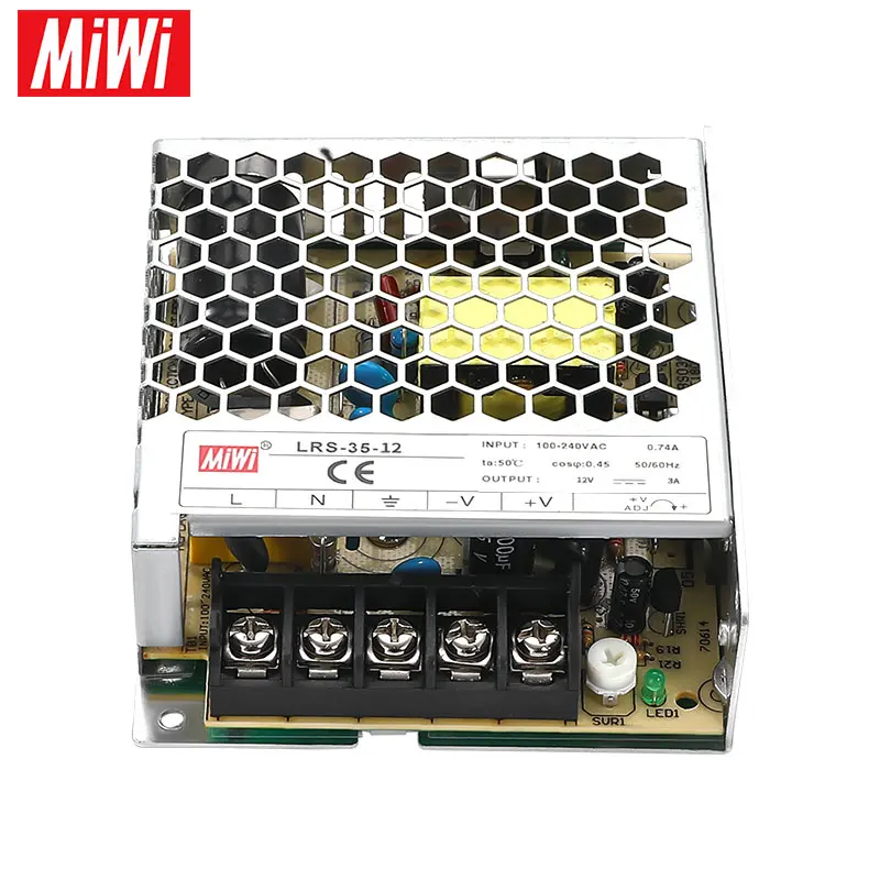 MIWI LRS-35-12 Ultra Thin Constant Voltage SMPS 110V 220VAC TO 12VDC Power Supply 35W