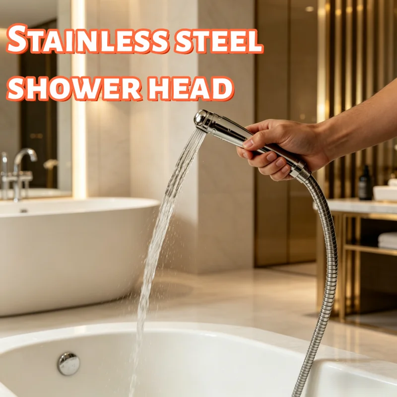 Portable Bathroom Accessories - 2pcs Set Stainless Steel Shower Head Pressurized Shower Head Bathroom Handheld Shower Head Set