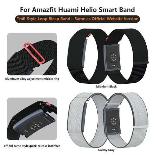 Imagen 2 del producto Para Amazfit Helio Smart Band: brazalete extendido de nailon Trail de liberación rápida, sitio web oficial del mismo estilo, correa de brazo completa