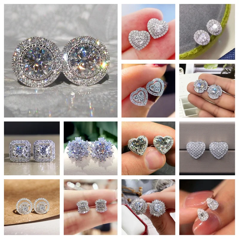 Fashionable and Dazzling Zircon Earrings, Daily Accessories for Women Attending Banquets, Bridal Engagement Jewelry