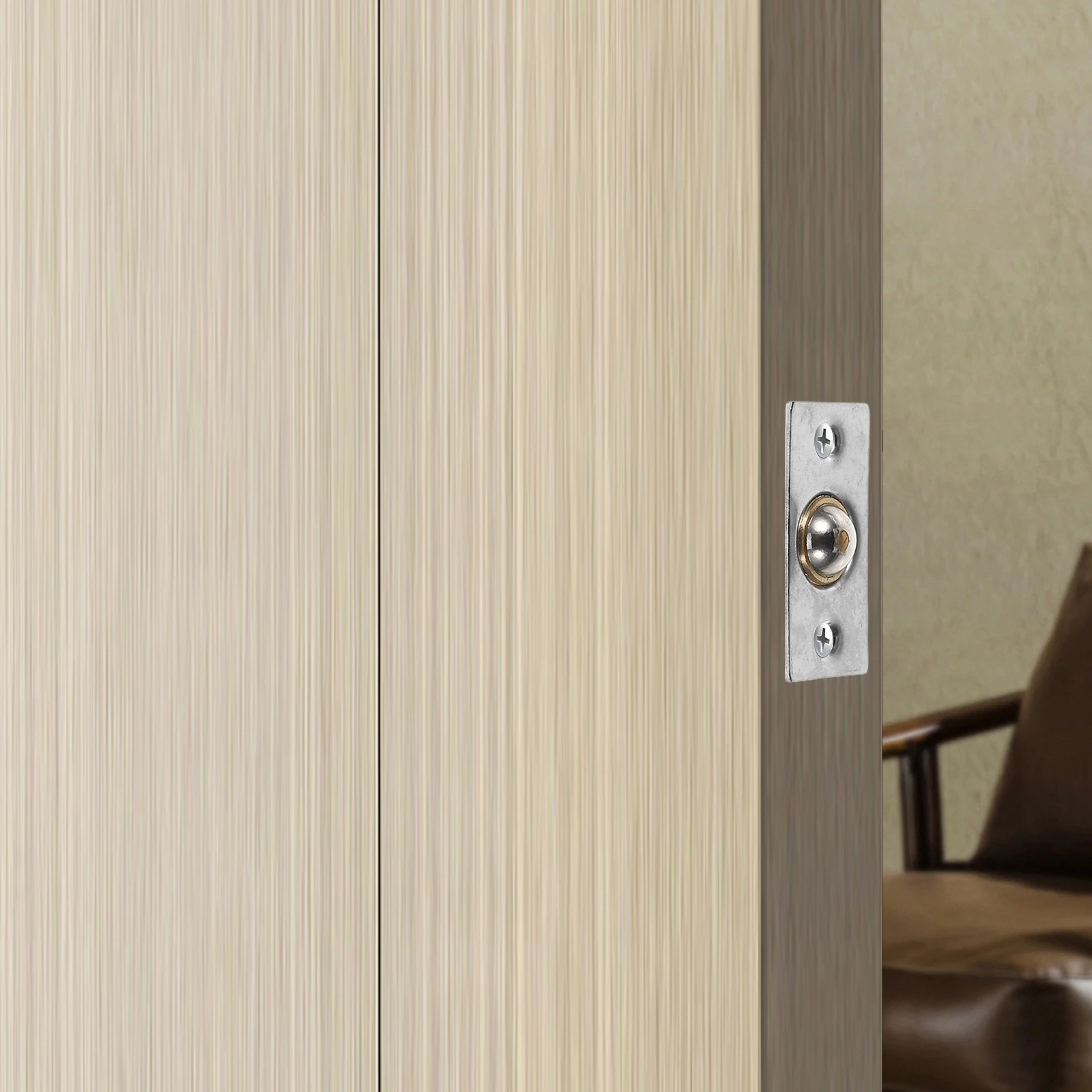 

4 Sets Door Bead Adjustable Latch with Strike Plate Card Cabinet Hardware for Wardrobe Copper Ball