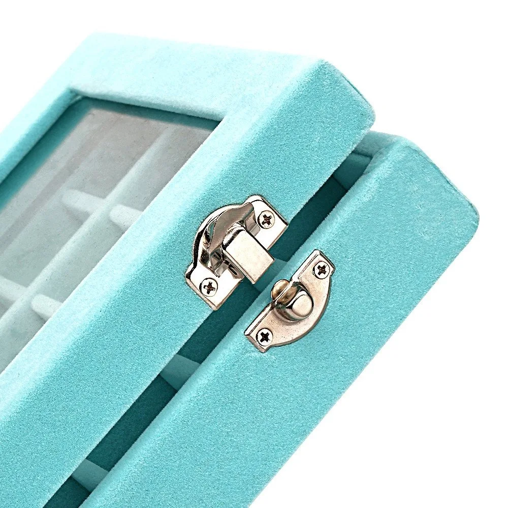 12 /24 Grid Velvet Ring Box Tray Dustproof Multi-function Rings Display Case Holder Desktop Storage Box Portable