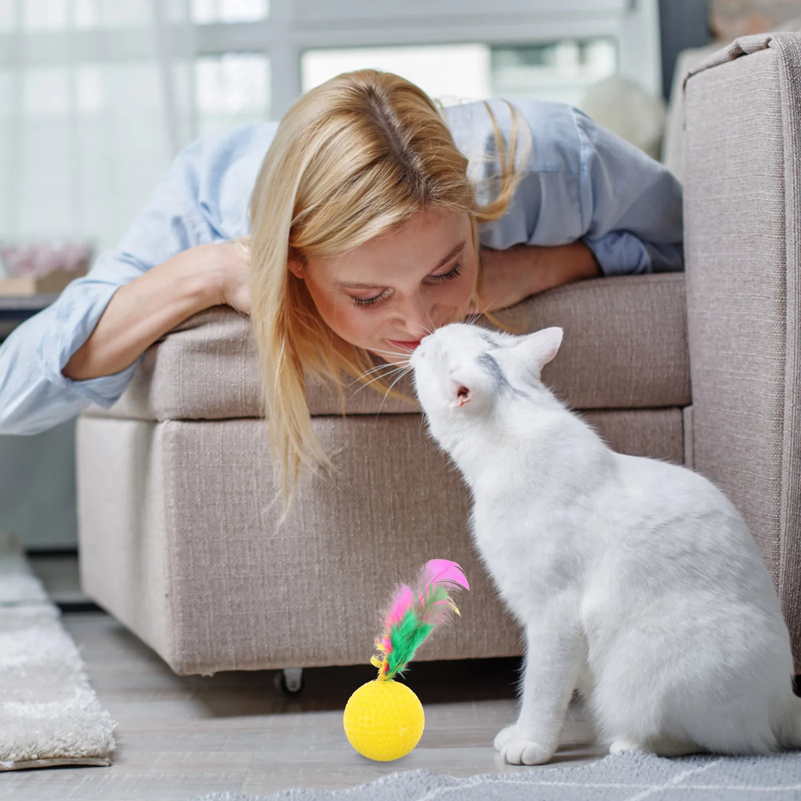 

24pcs Voice Badminton Cat Toys Elastic Balls for Indoor Cats Interactive Training Pet Games Cat Toy