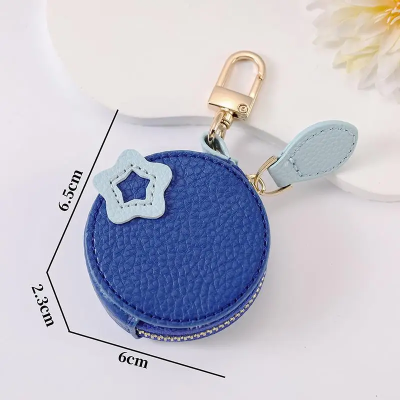 1 Stück Blaubeer-Design Frucht-Charm Münzbörse Niedlicher PU-Leder Anhänger Schlüsselanhänger Kopfhörer-Tasche Mini-Aufbewahrungstasche – Detail 15